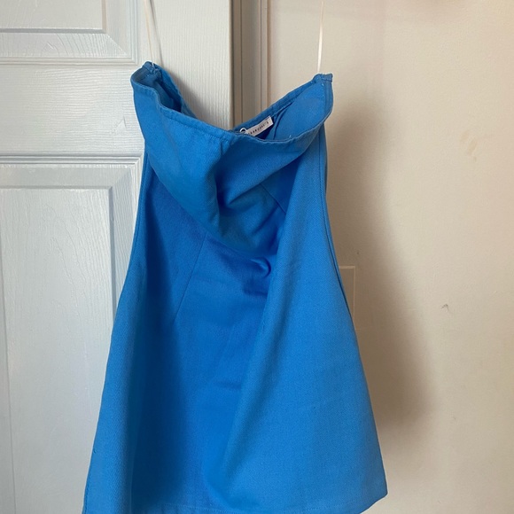 Blue strapless mini dress - Picture 2 of 4